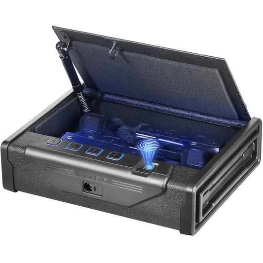 Gun Safe for Pistols, Biometric Gun Safe with Three Quick Access Ways of Fingerprints, Passwords and Keys, Handgun Safe for 2 Pistols for Home, Bedside, Nightstand, Car VYSN