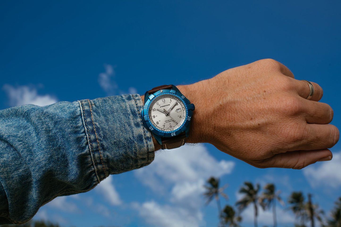 ProTek Tritium Illuminated Automatic 42MM Blue PVD Watch PT2213