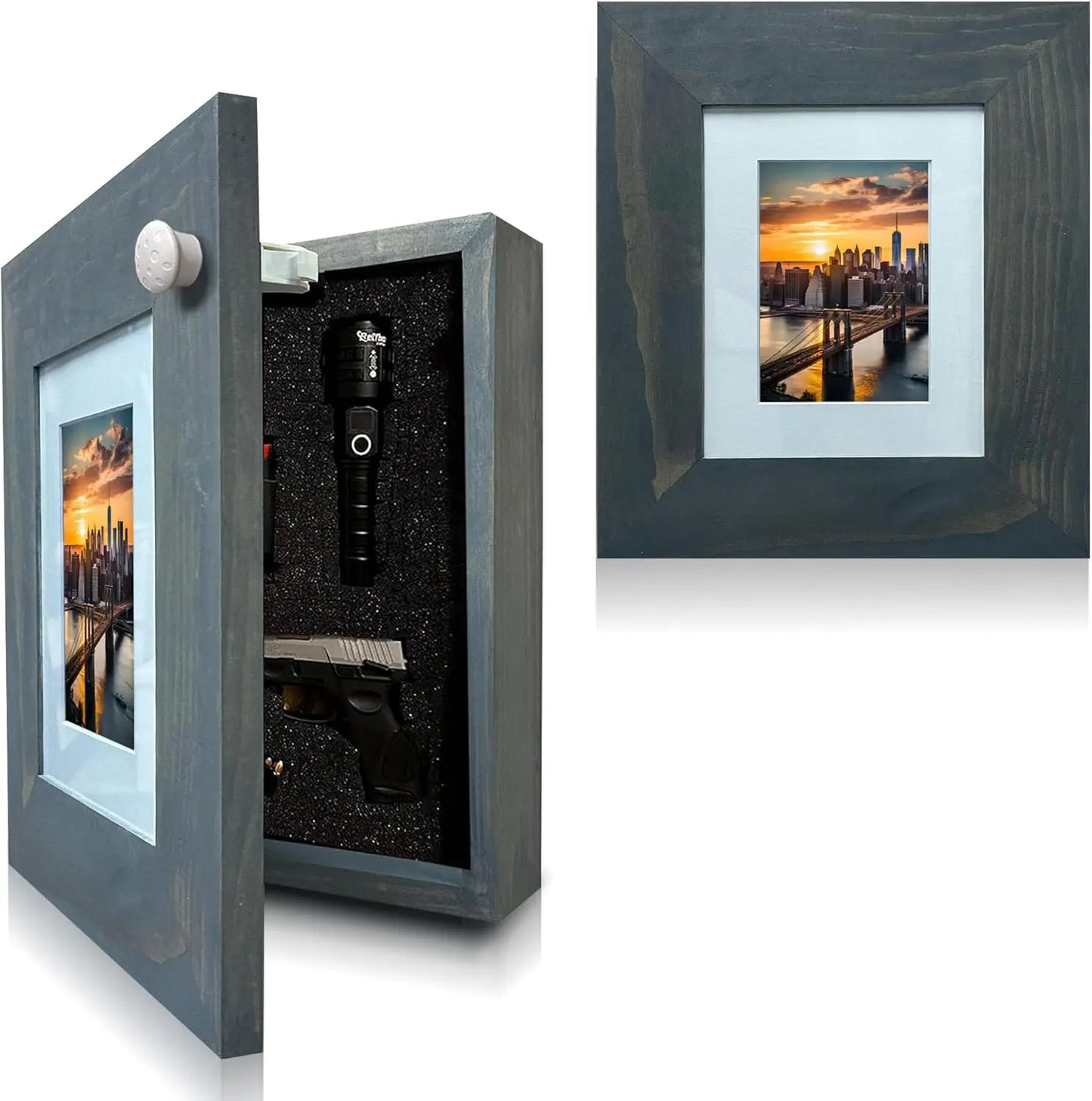 Hidden Gun Safe Picture Frame - Handcrafted Gun Concealment Furniture - Quick Access Picture Frame Safe with Magnetic Lock for Discreet & Secure Gun Storage Bellewood Designs