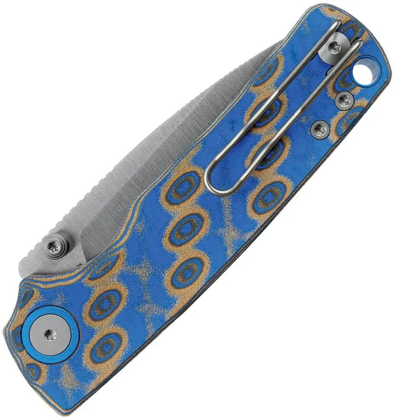 Vosteed Porcupine Button Lock Knife - Blue Ocean Clip & Carry