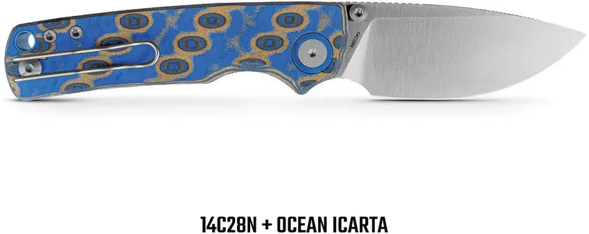 Vosteed Porcupine Button Lock Knife - Blue Ocean Clip & Carry