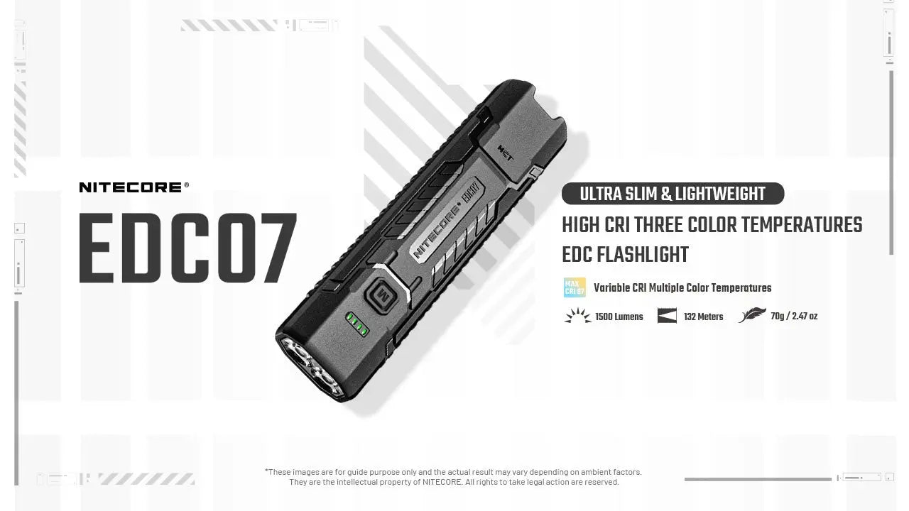 Nitecore EDC07 1500 Lumen Rechargeable Flashlight - Black