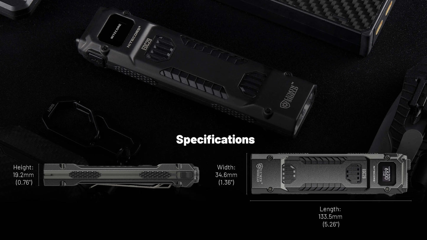 Nitecore EDC29 6500 Lumen USB-C Rechargeable Flashlight - Black