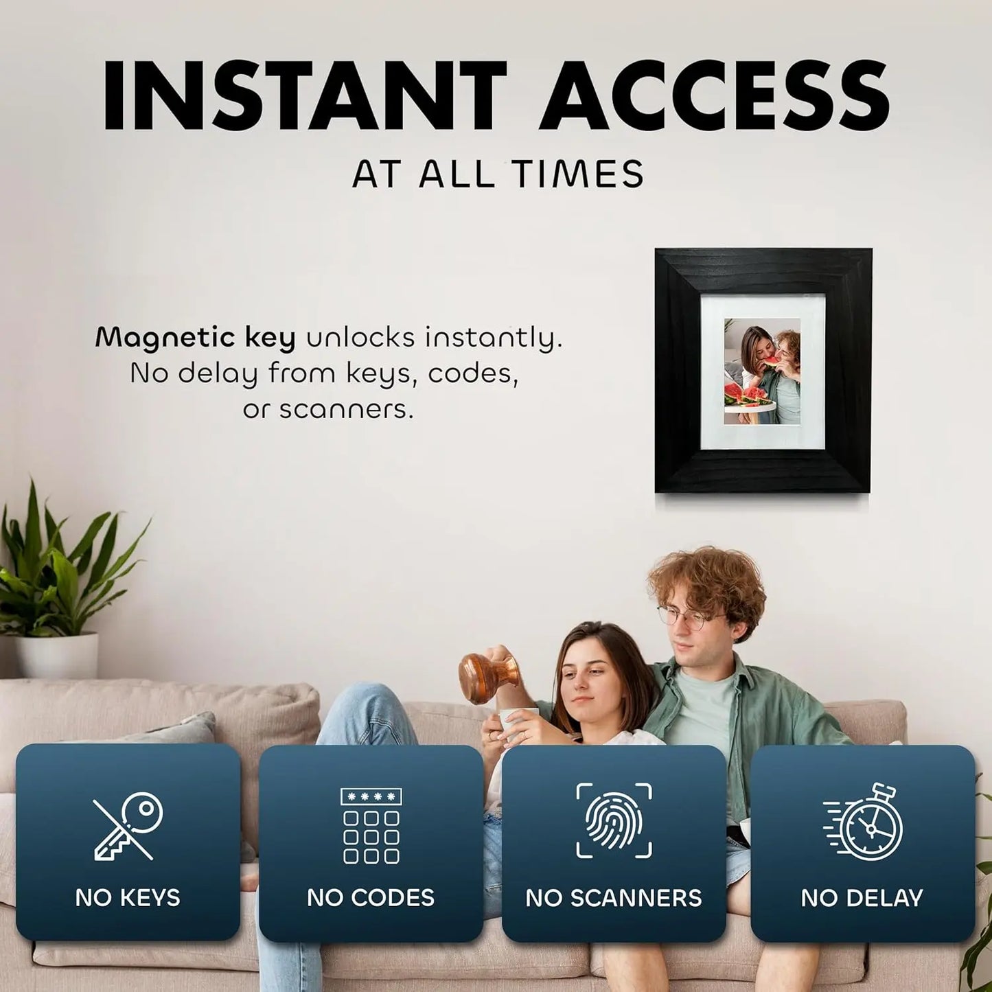 Hidden Gun Safe Picture Frame - Handcrafted Gun Concealment Furniture - Quick Access Picture Frame Safe with Magnetic Lock for Discreet & Secure Gun Storage Bellewood Designs