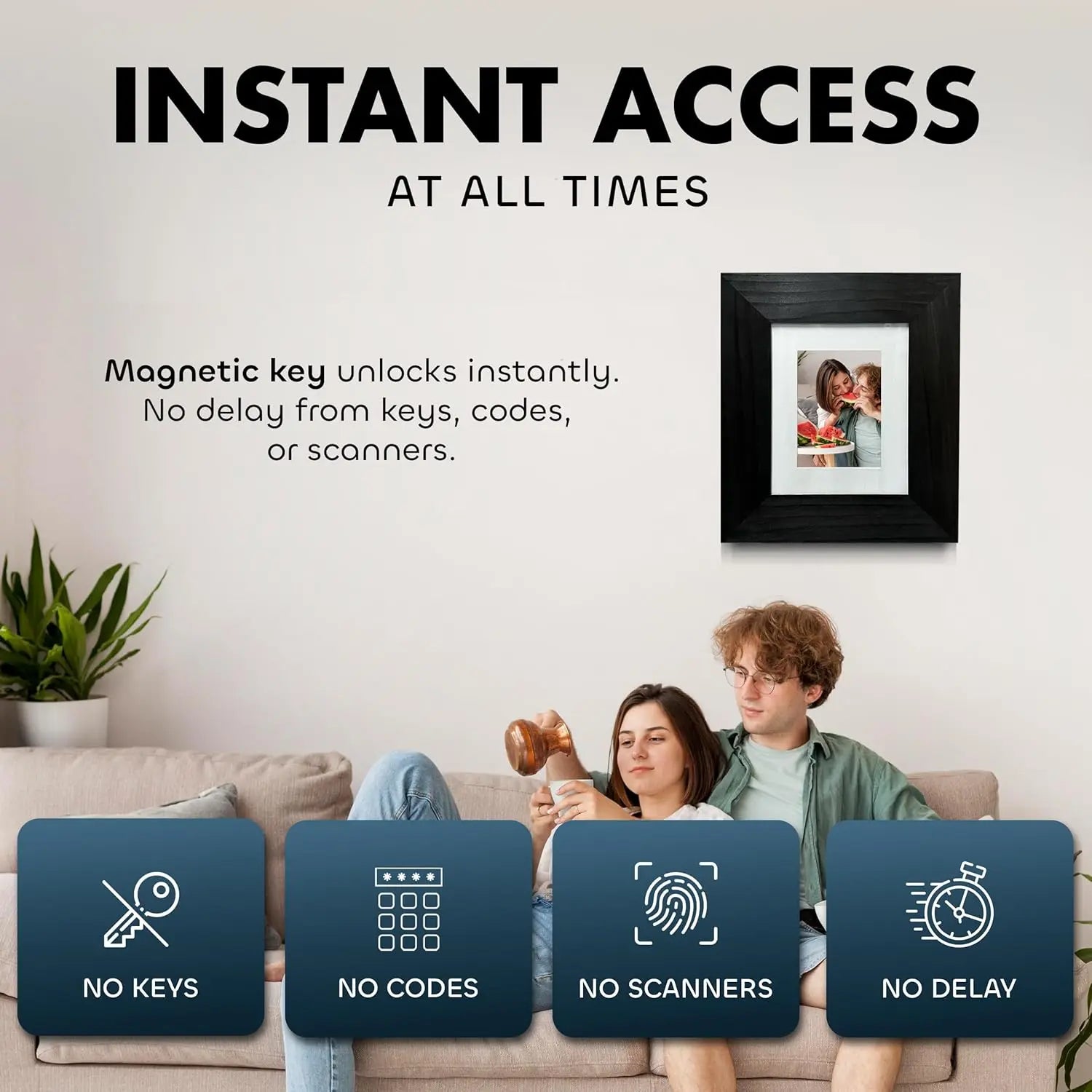 Hidden Gun Safe Picture Frame - Handcrafted Gun Concealment Furniture - Quick Access Picture Frame Safe with Magnetic Lock for Discreet & Secure Gun Storage Bellewood Designs