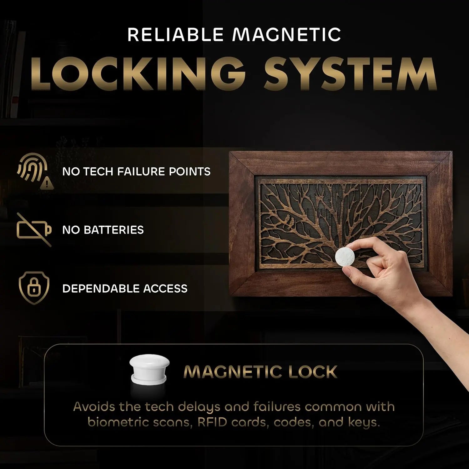 Gun Concealment Furniture - Hidden Gun Safe with Birds in a Tree Design - Fits 2 Handguns & Magazines - Wall Mounted Gun Storage with Magnetic Lock - Made in USA Bellewood Designs