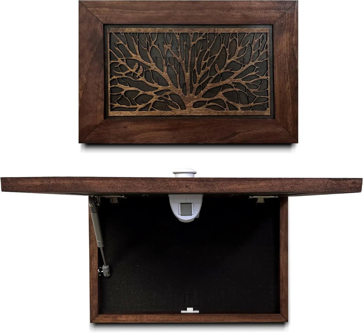 Gun Concealment Furniture - Hidden Gun Safe with Birds in a Tree Design - Fits 2 Handguns & Magazines - Wall Mounted Gun Storage with Magnetic Lock - Made in USA Bellewood Designs