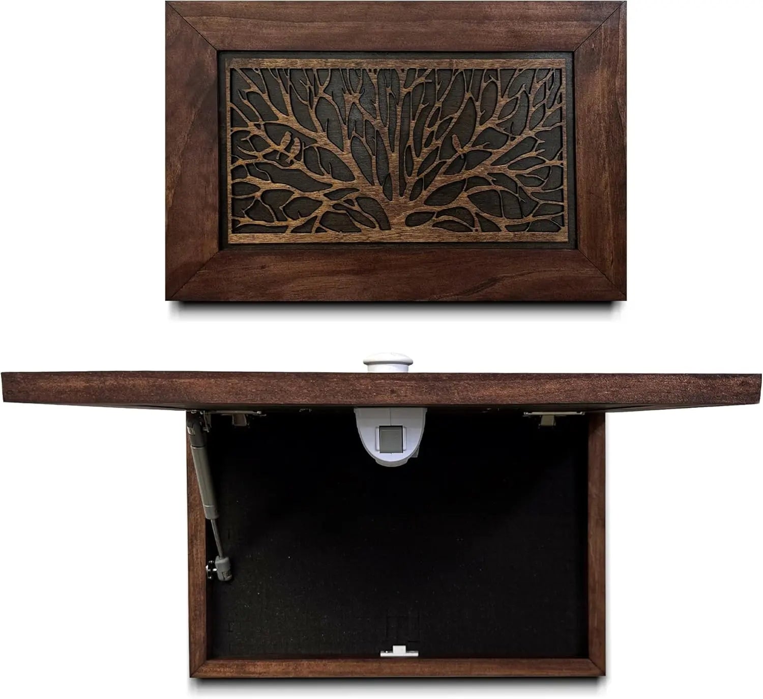 Gun Concealment Furniture - Hidden Gun Safe with Birds in a Tree Design - Fits 2 Handguns & Magazines - Wall Mounted Gun Storage with Magnetic Lock - Made in USA Bellewood Designs