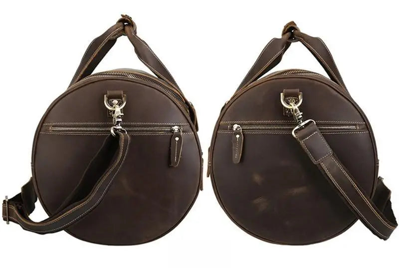 The Wainwright Weekender | Round  Vintage Leather Weekender STEEL HORSE LEATHER