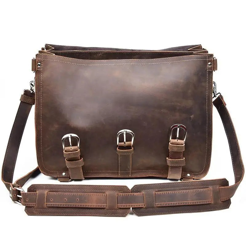 The Gustav Messenger Bag | Large Capacity Vintage Leather Messenger Bag STEEL HORSE LEATHER