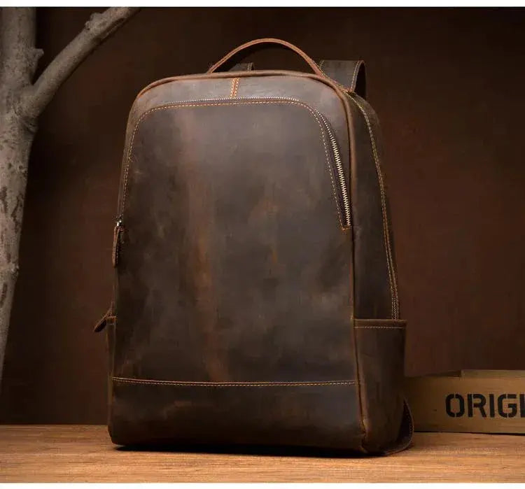 The Vernon Backpack | Genuine Vintage Leather Minimalist Backpack STEEL HORSE LEATHER