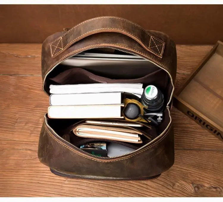 The Vernon Backpack | Genuine Vintage Leather Minimalist Backpack STEEL HORSE LEATHER