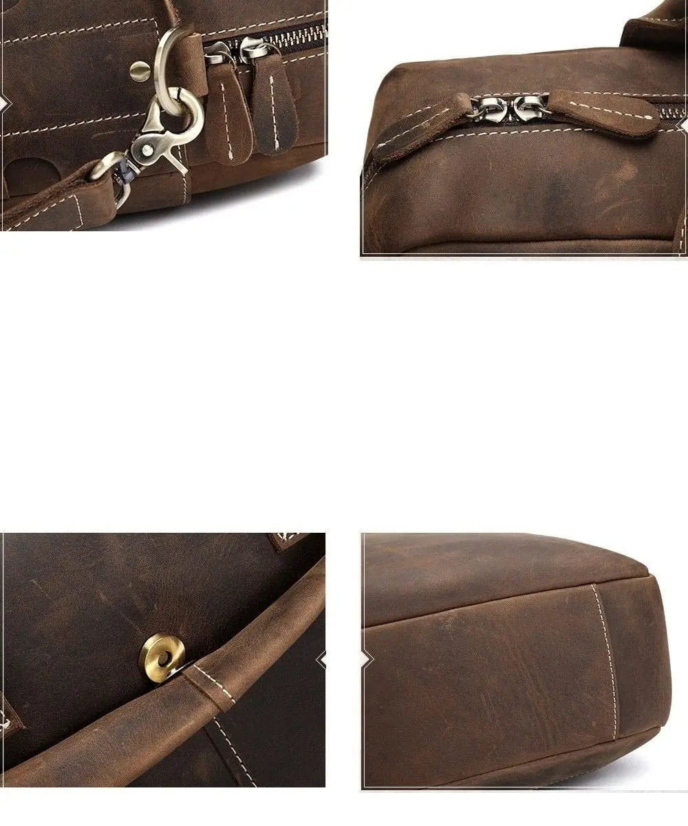 The Welch Briefcase | Vintage Leather Messenger Bag STEEL HORSE LEATHER