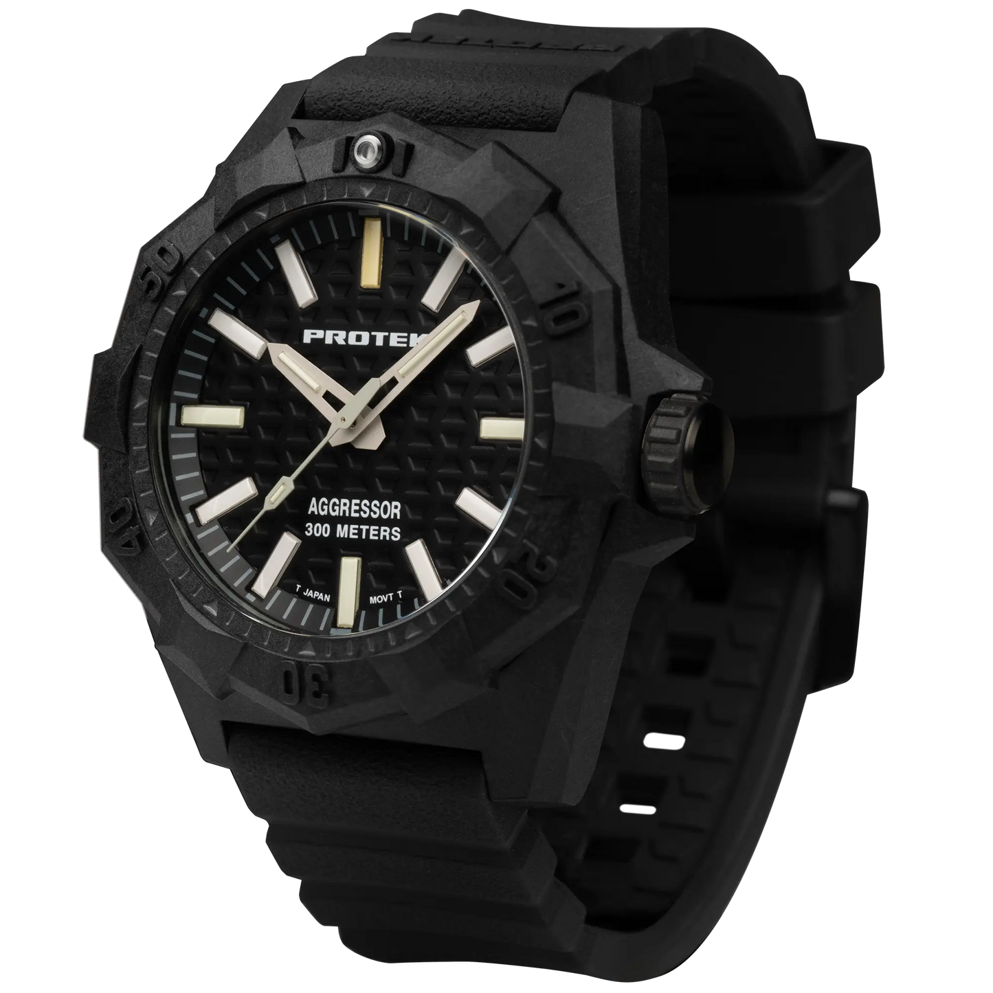 ProTek Tritium Carbon 45MM Dive Watch Aggressor PT4001 ProTek