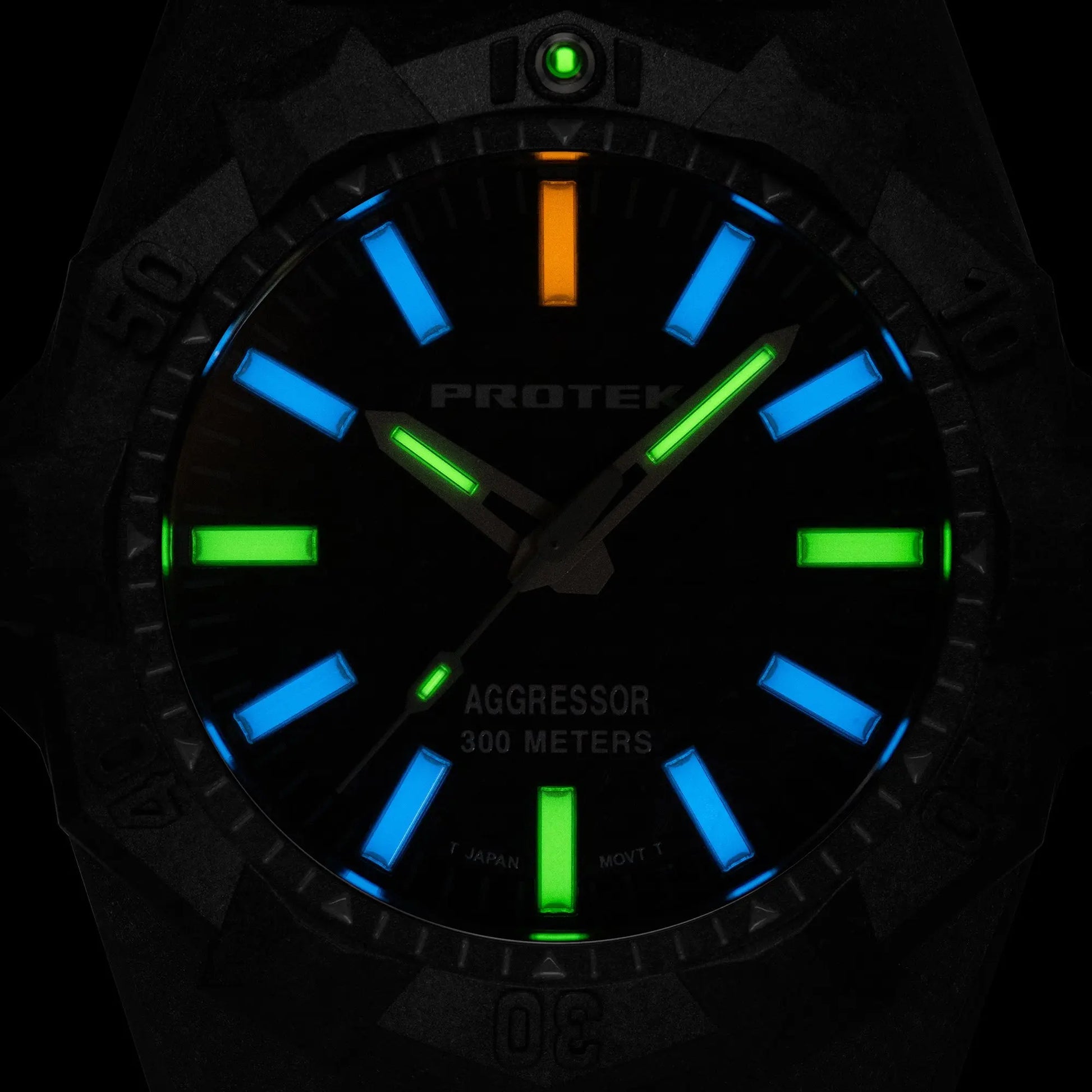 ProTek Tritium Carbon 45MM Dive Watch Aggressor PT4001 ProTek
