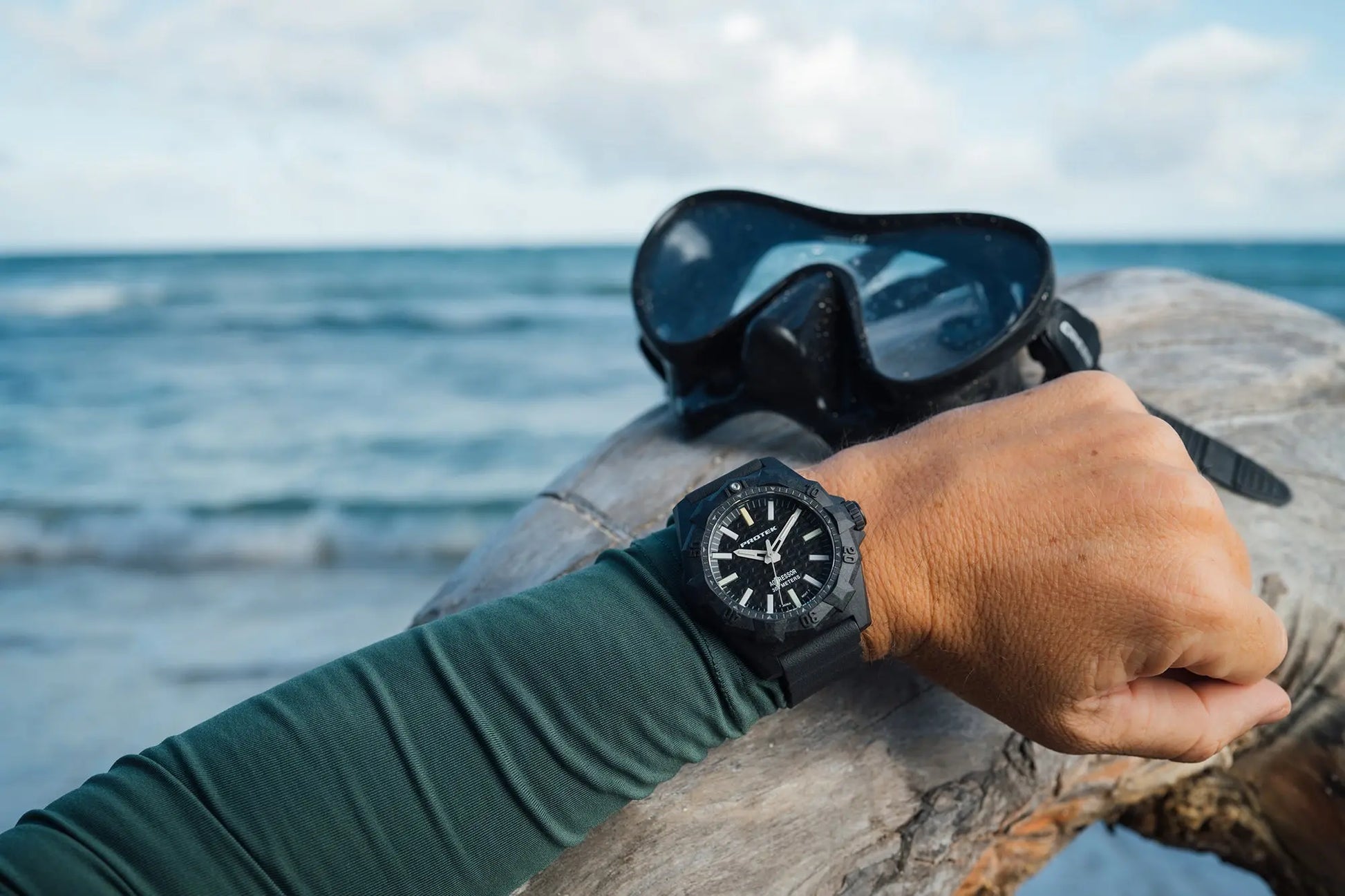 ProTek Tritium Carbon 45MM Dive Watch Aggressor PT4001 ProTek