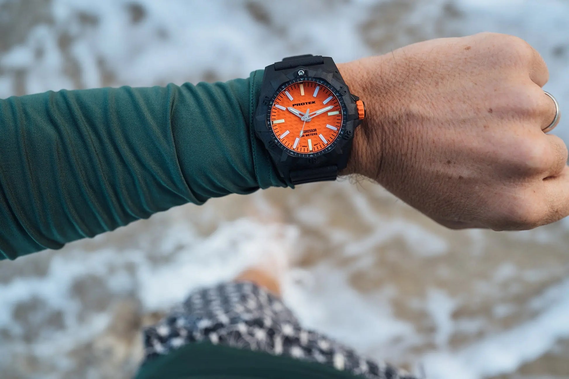 ProTek Tritium Carbon 45MM Dive Watch Aggressor PT4004 ProTek