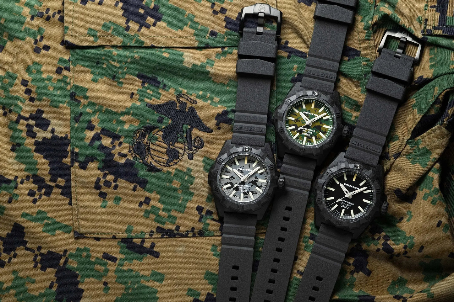 ProTek Tritium USMC Carbon 45MM Dive Watch Aggressor PT4101SF ProTek