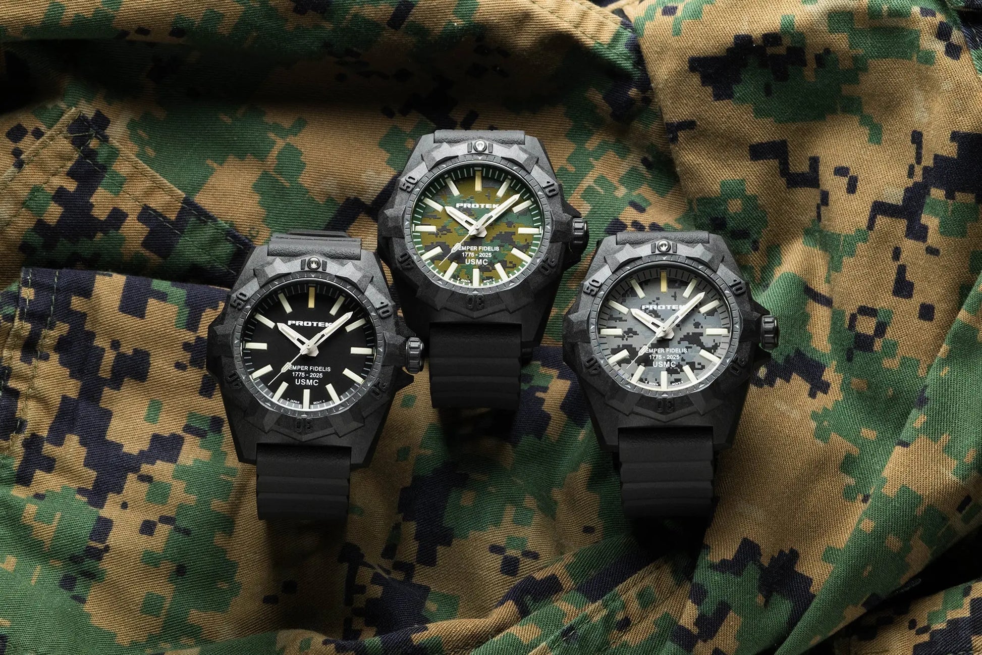ProTek Tritium USMC Carbon 45MM Dive Watch Aggressor PT4109SFC ProTek