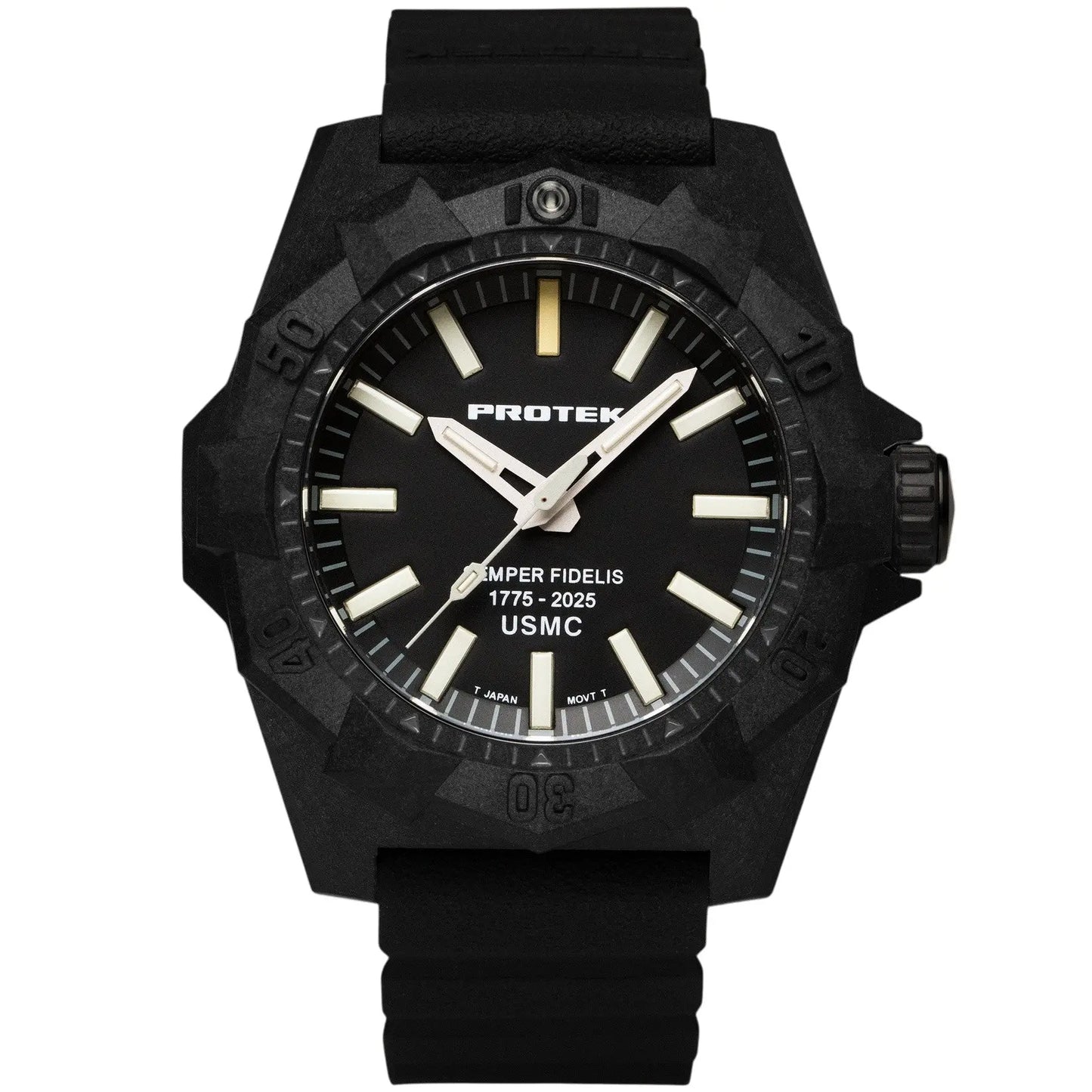 ProTek Tritium USMC Carbon 45MM Dive Watch Aggressor PT4101SF ProTek