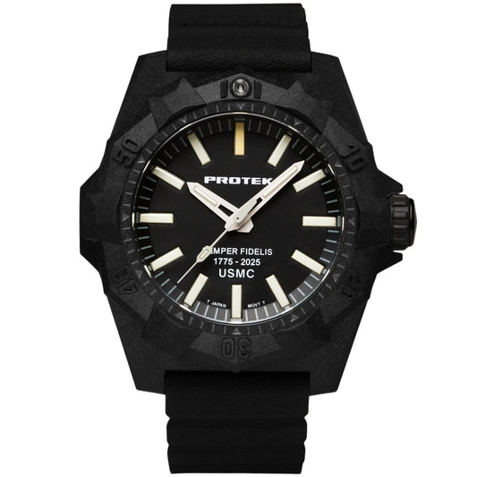 ProTek Tritium USMC Carbon 45MM Dive Watch Aggressor PT4101SF ProTek