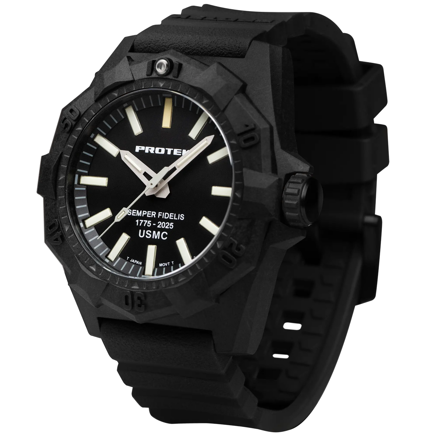 ProTek Tritium USMC Carbon 45MM Dive Watch Aggressor PT4101SF ProTek