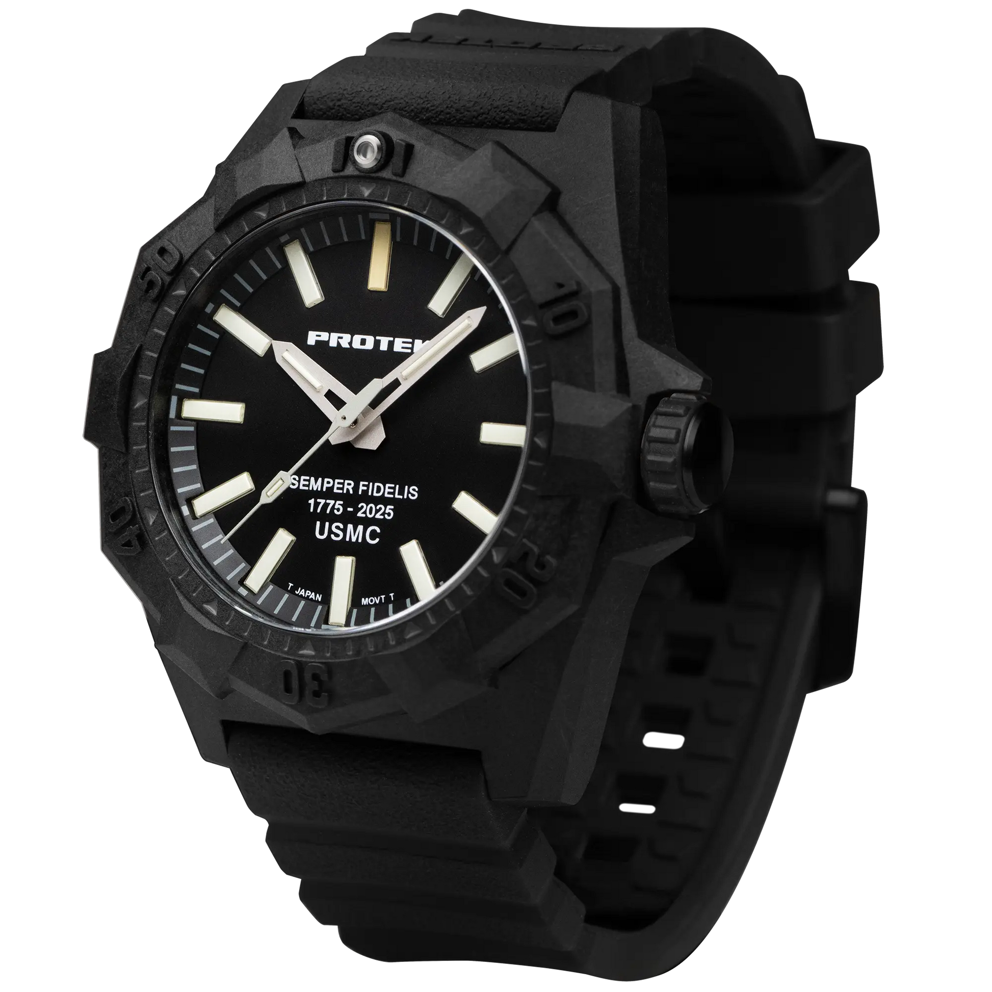 ProTek Tritium USMC Carbon 45MM Dive Watch Aggressor PT4101SF ProTek