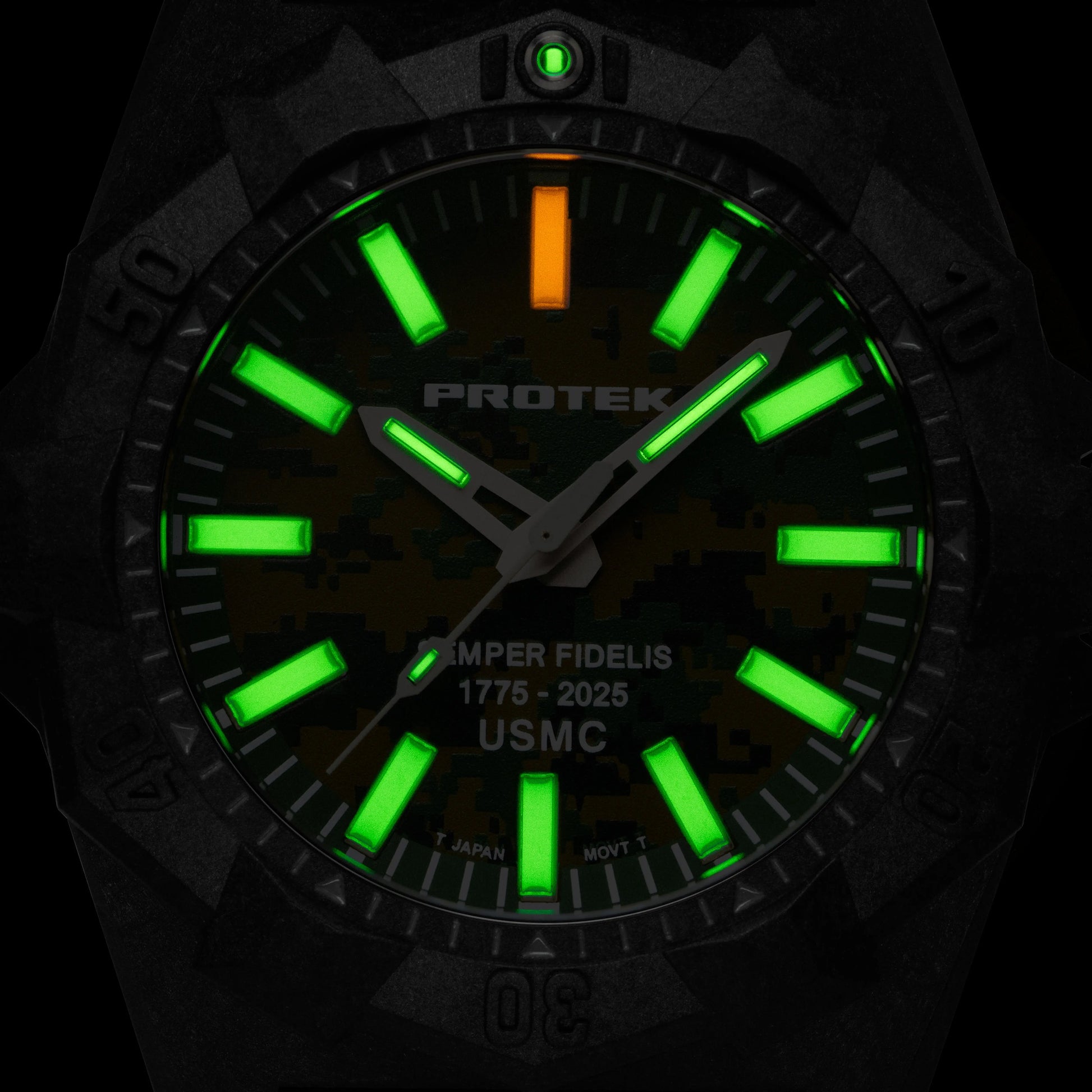 ProTek Tritium USMC Carbon 45MM Dive Watch Aggressor PT4109SFC ProTek