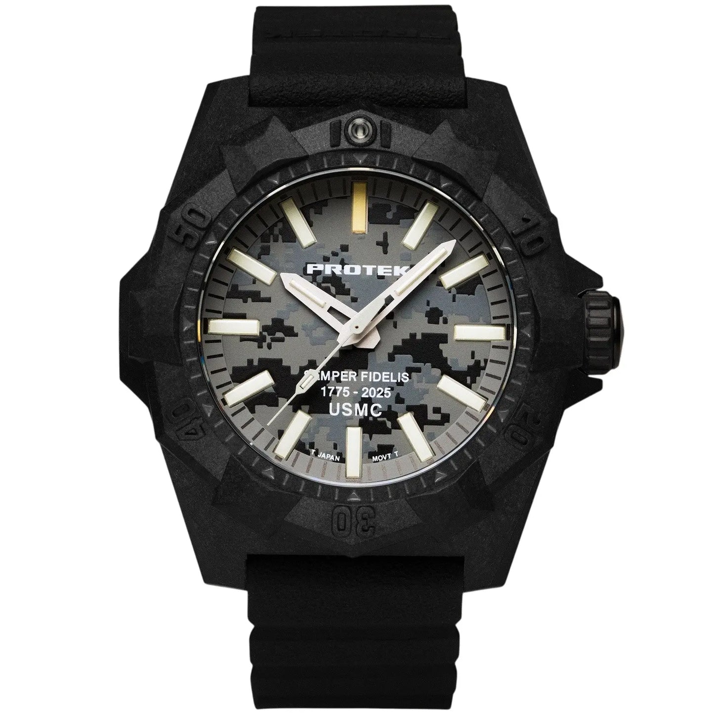 ProTek Tritium USMC Carbon 45MM Dive Watch Aggressor PT4109SFC ProTek