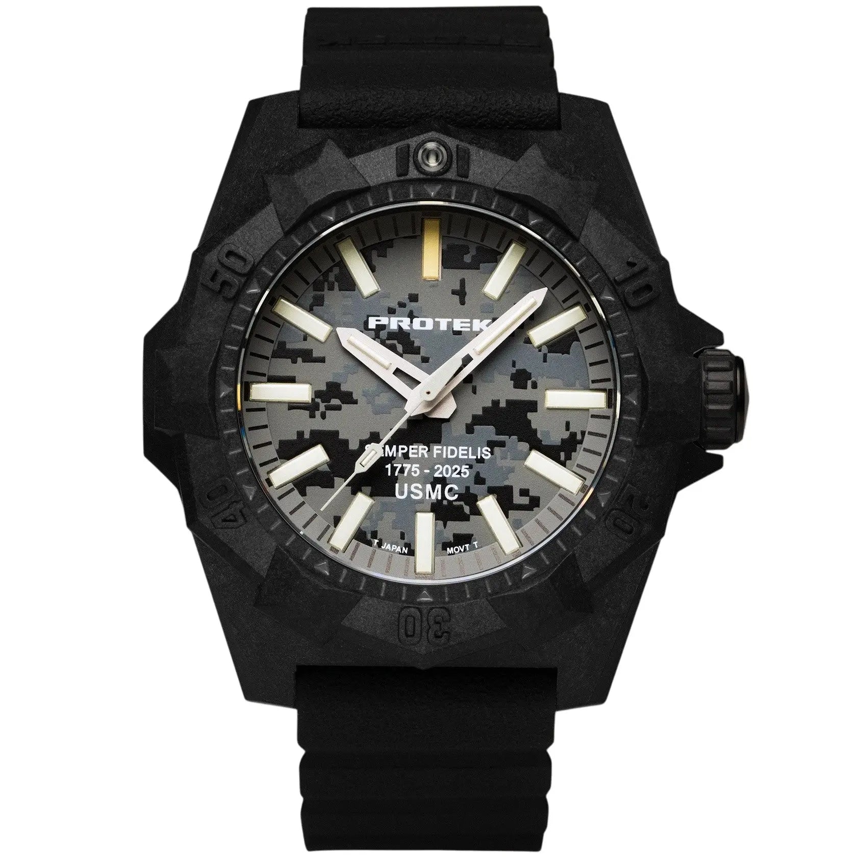 ProTek Tritium USMC Carbon 45MM Dive Watch Aggressor PT4109SFC ProTek