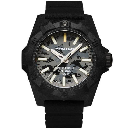 ProTek Tritium USMC Carbon 45MM Dive Watch Aggressor PT4109SFC ProTek