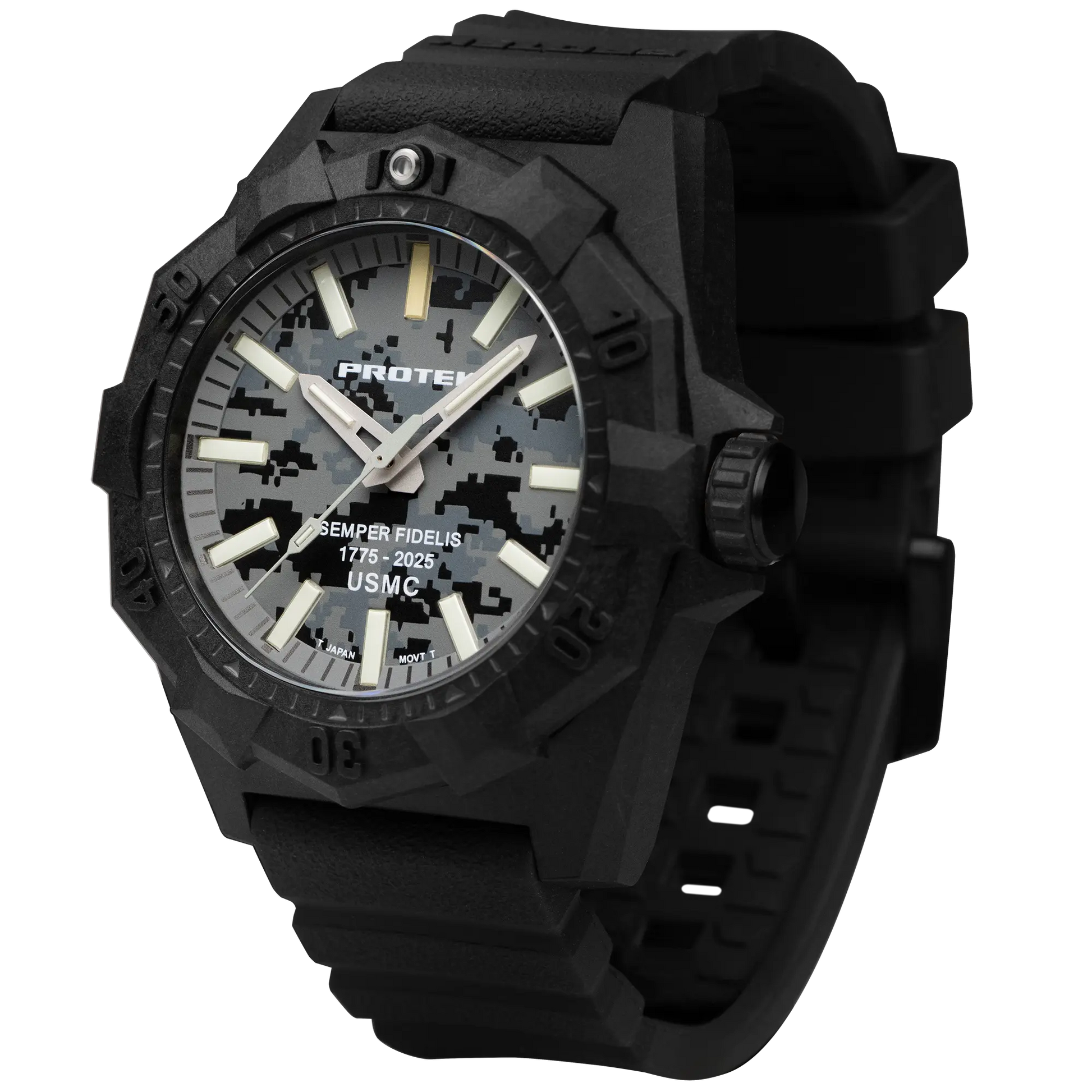 ProTek Tritium USMC Carbon 45MM Dive Watch Aggressor PT4109SFC ProTek