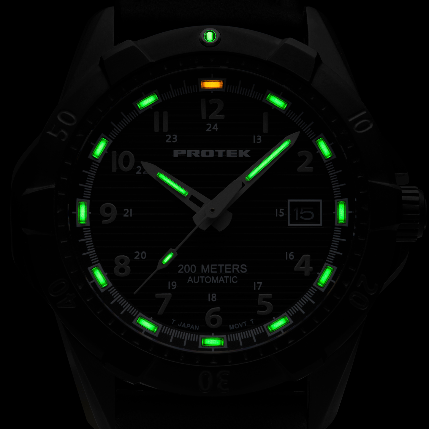 ProTek Tritium Illuminated Automatic 42MM Black Stainless Watch PT2217BR