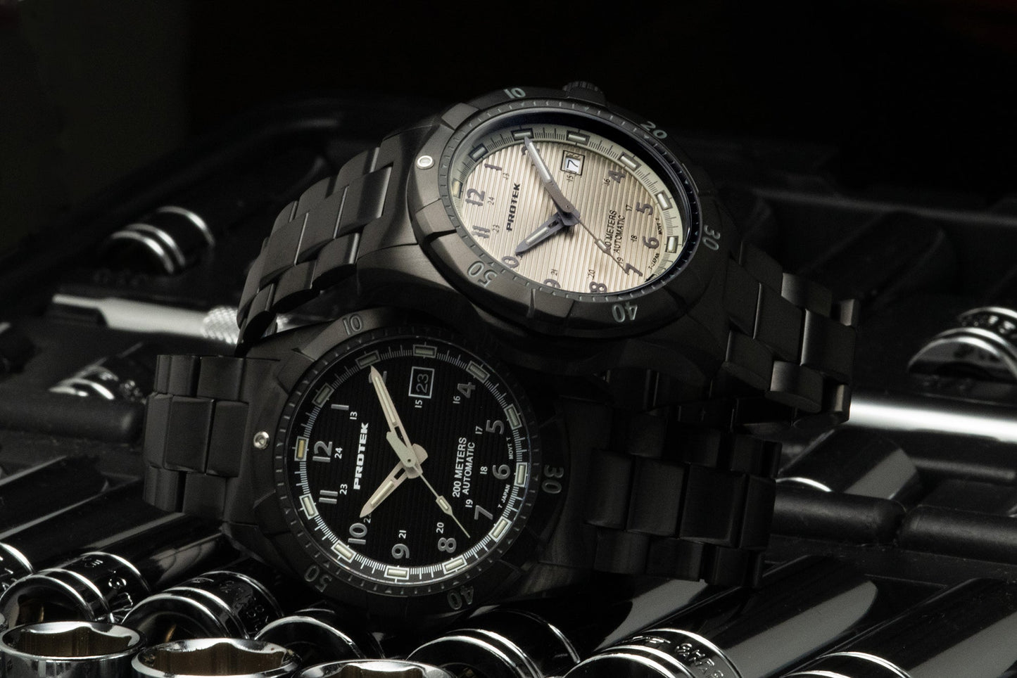 ProTek Tritium Illuminated Automatic 42MM Black Stainless Watch PT2217BR