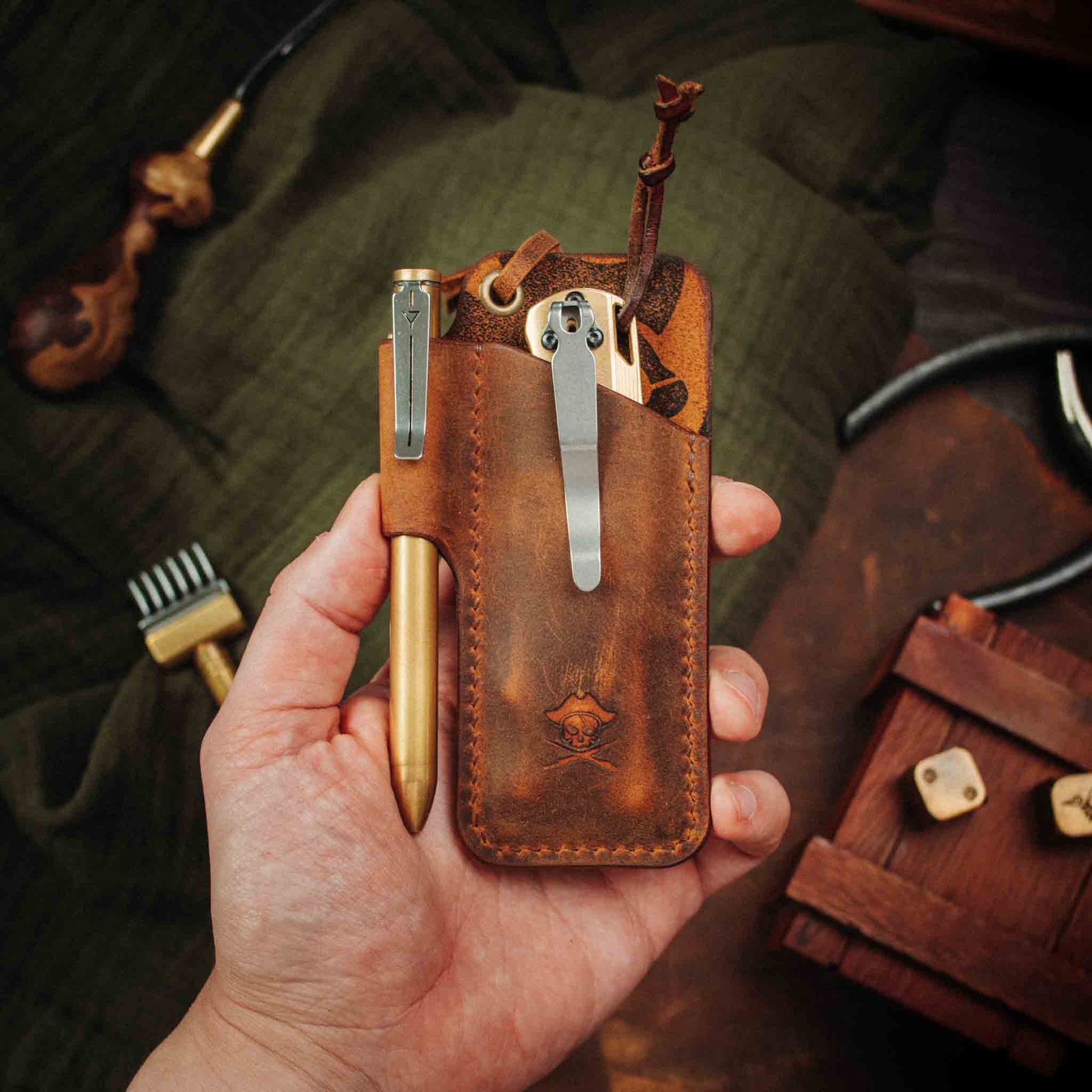 Pirate Goods Sailor Knife Sleeve – Leather EDC Pocket Knife Holder Pirate Goods