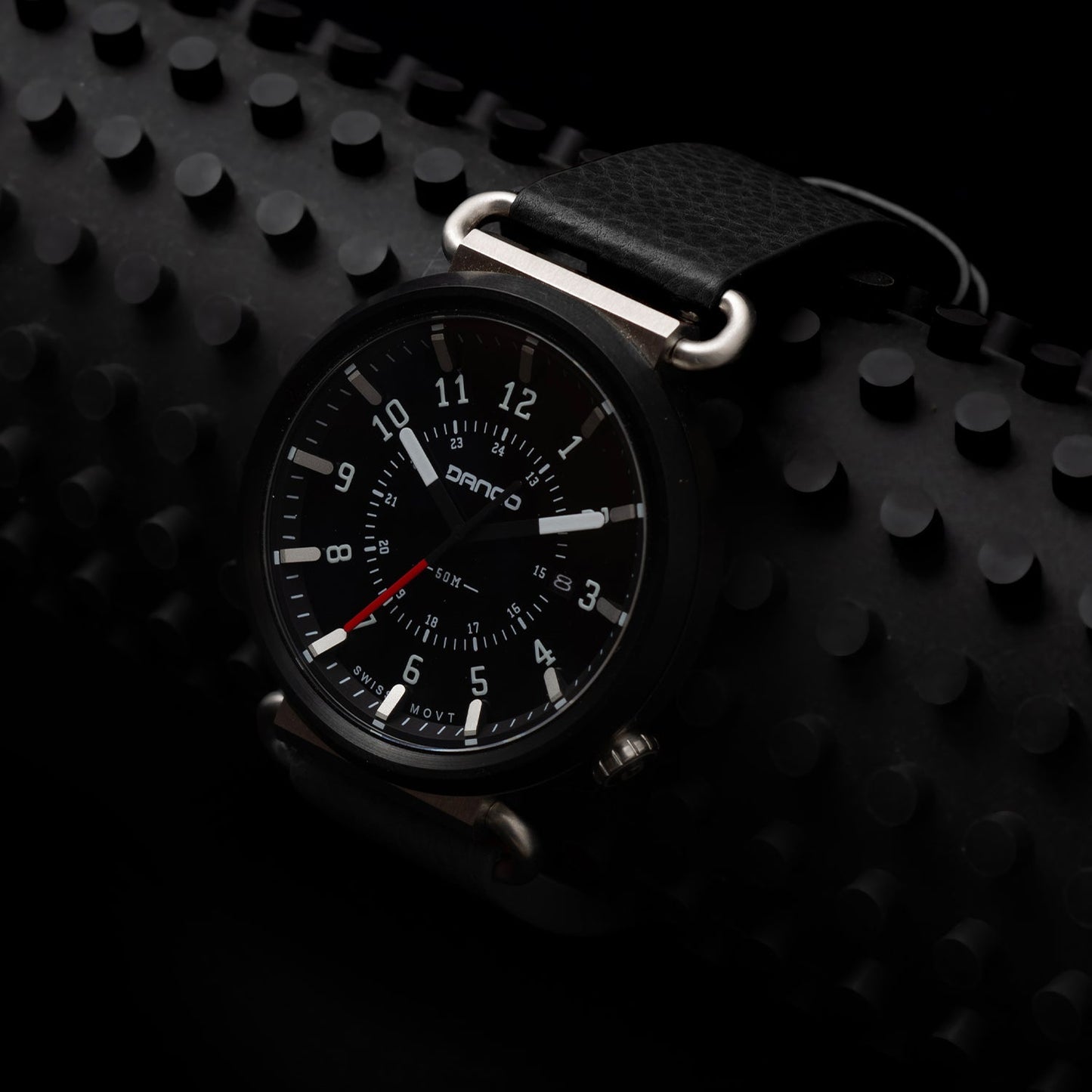 Dango TK-01 - Trek Watch with Italian Leather Strap - Jet Black