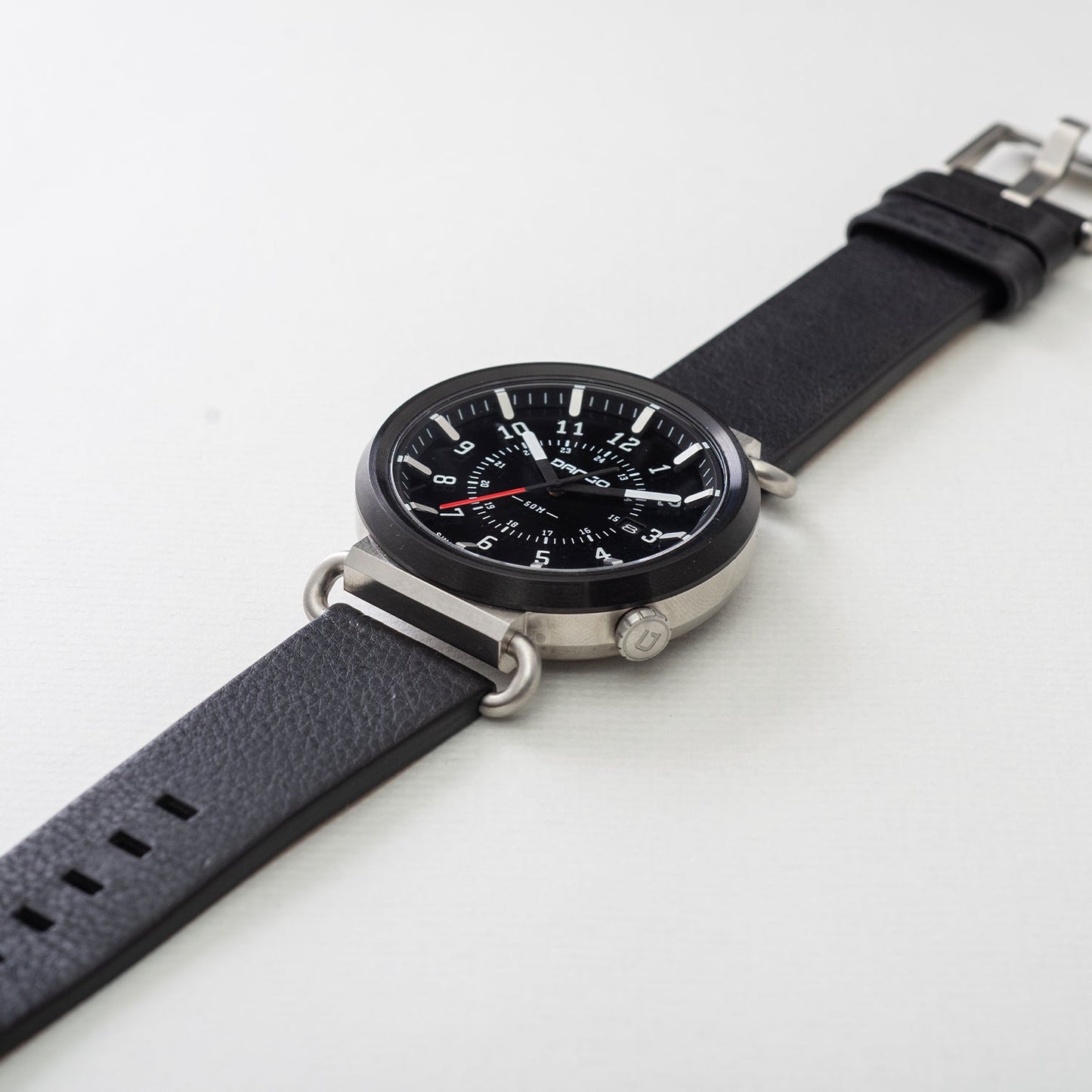 Dango TK-01 - Trek Watch with Italian Leather Strap - Jet Black