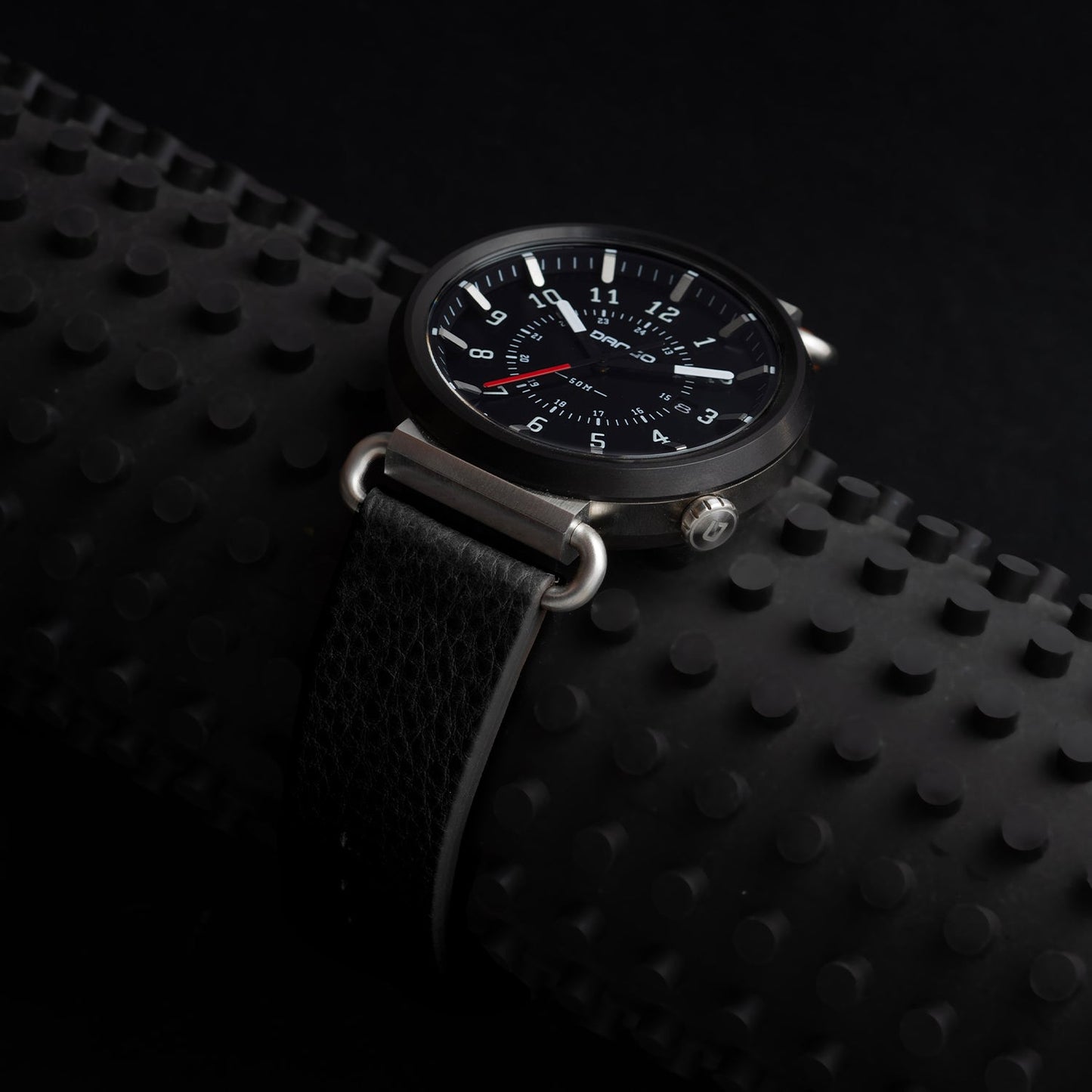 Dango TK-01 - Trek Watch with Italian Leather Strap - Jet Black