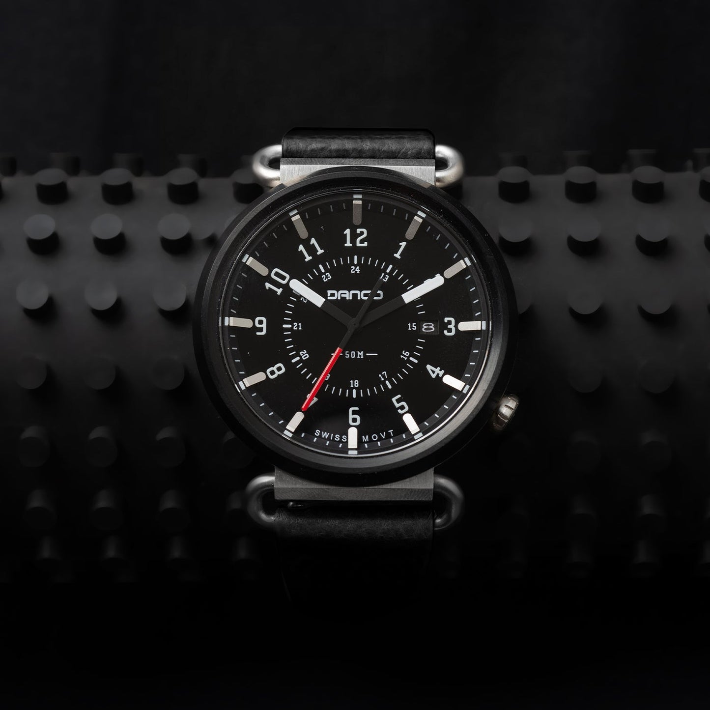 Dango TK-01 - Trek Watch with Italian Leather Strap - Jet Black