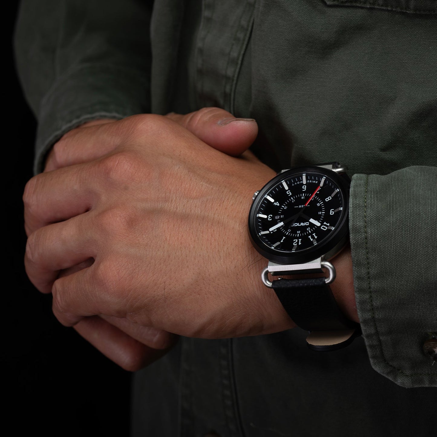 Dango TK-01 - Trek Watch with Italian Leather Strap - Jet Black
